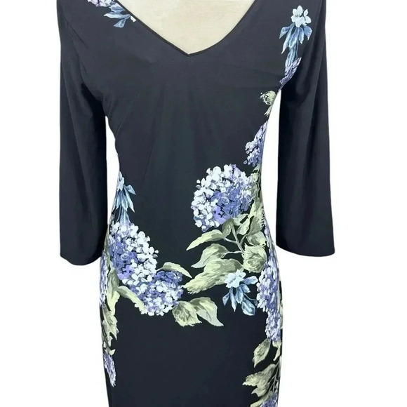 White House Black Market reversible dress with hydrangea flower print size S - Picture 3 of 14